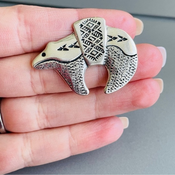 Navajo Signed Maloney/ Melissa Yazzie Bear Native American Sterling 925 … - Picture 3 of 7